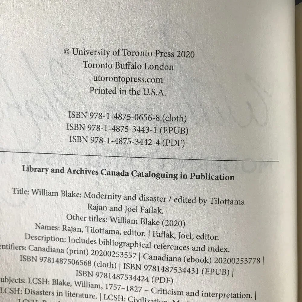 William Blake: Modernity and Disaster, ed. by T. Rajan & J. Faflak: Used